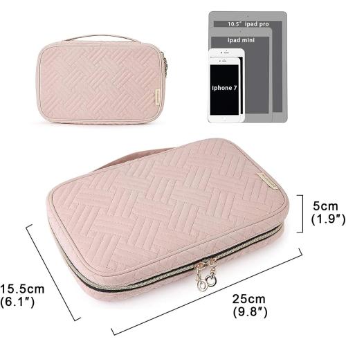 BAGSMART Jewelry Organizer Case Large Travel Jewelry Storage Bag for Necklace, Earrings, Rings, Bracelet, Soft Pink