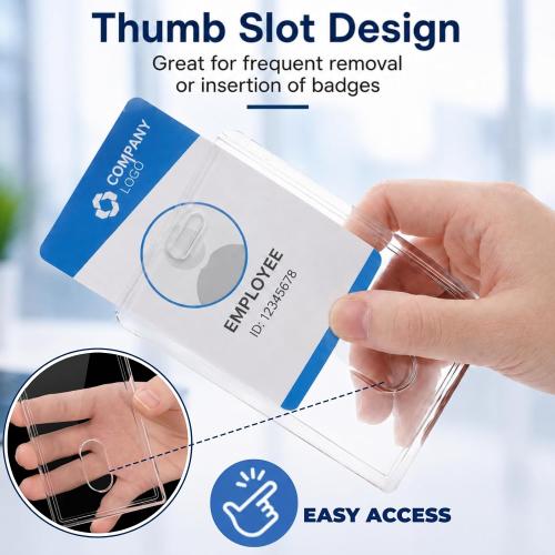 40 Pack Vertical 2-Card Badge Holder with Thumb Slots