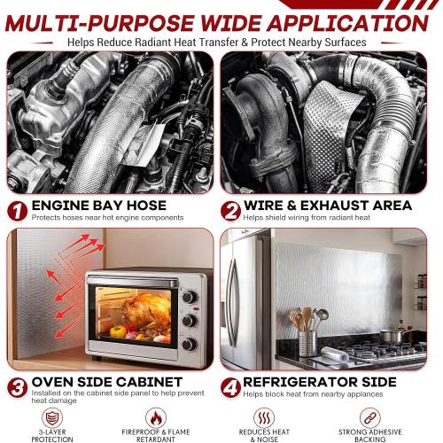 Amylove Aluminized Heat Shield Mat Thermal Barrier, 1 Pcs,