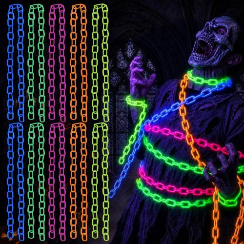 Mega-L Neon Party Plastic Chain, Glow in The Dark Party Supplies, 10 Pcs