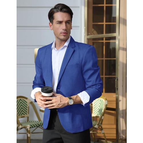 Sport Jackets for Men Blazer Business Casual Light Grey Sport Coats Outfit Notch Lapel 2 Button Regular Fit Mens Suit Coats & Blazers Trendy Work Professional Sport Coat Blazer(Blue M)