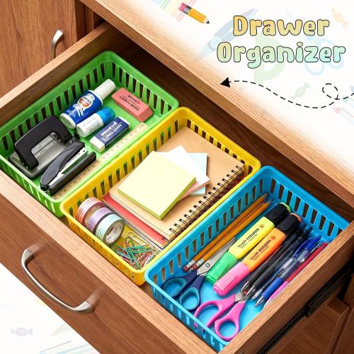 Wenqik Set of Small Plastic Baskets for Organizing, Colorful