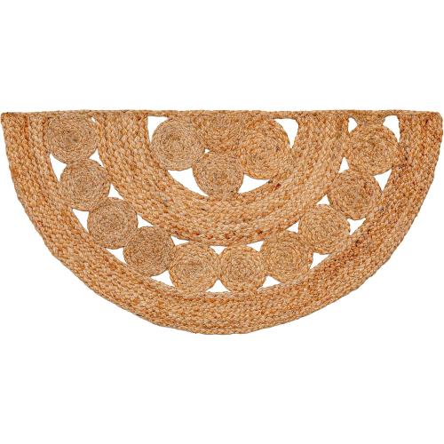 Boho Braided 1.5x3 Area Rug - Jute Natural Fiber Half Round Rug