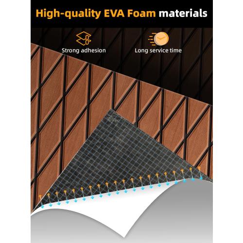 FOCEAN Boat Flooring EVA Foam Boat Decking Marine Mat Non-Slip Self-Adhesive Flooring Sheet for Motorboat Kayak Surfboard Garden Swimming Pools, 75''x 28'', Brown with Black Lines
