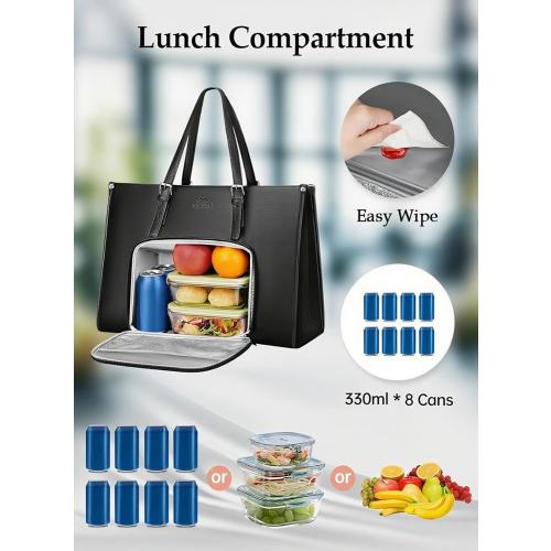 MATEIN 15.6 Inch Laptop Tote Bag with Insulated Lunch Compartment for Women