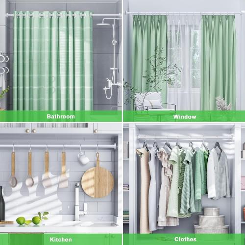 Ausemku Shower Curtain Rod 32-80 Inch Adjustable - 1 Inch Diameter Heavy Duty No drill Spring Tension Shower Rod, Non-Slip Rustproof Telescopic Rod for Bathroom, White
