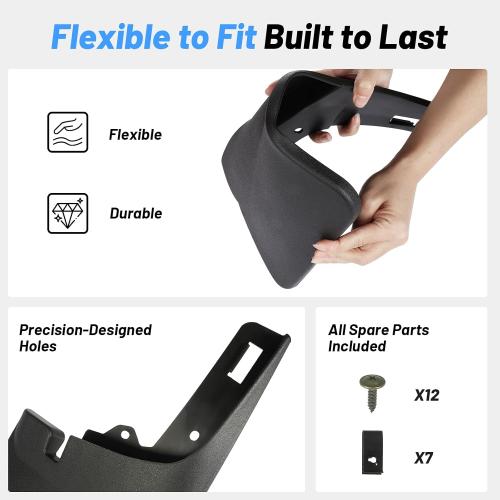 4Pcs Mud Flaps Splash Guards Fit for 2021-2026 Ford F-150 F150 (Without Fender Flares), Front & Rear Mud Guards, No-Drill Installation, Heavy-Duty Material, All-Weather Protection Accessories