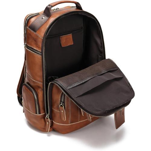 LANNSYNE Leather Backpack for Men, 15.6 Laptop Backpack, 24L Rucksack