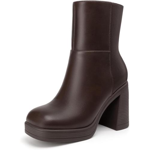 Size 9 thlefit Women's High Chunky Heel Platform Ankle Boots