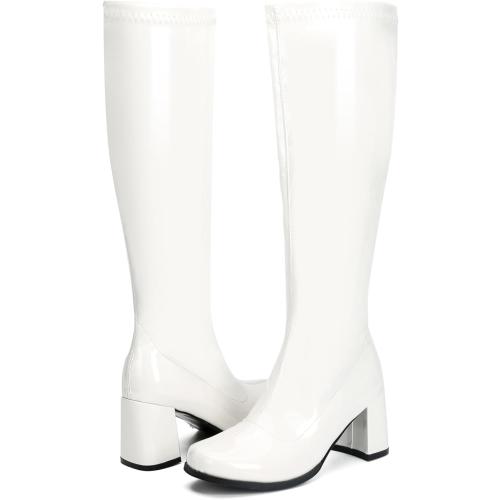 Heiyom Women's Gogo Boots Chunky Heel Knee High Boots SIZE 40