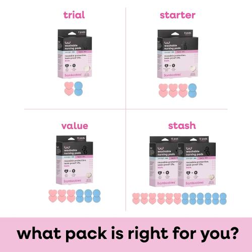Bamboobies Nursing Pads for Breastfeeding, 2 Ultra Thin and 2 Overnight