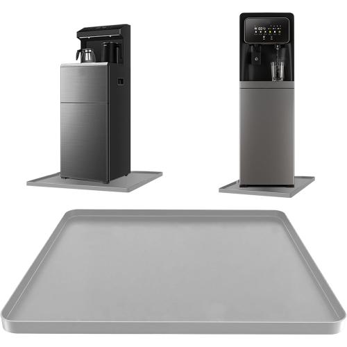 Water Cooler Mat, 24x16x0.8 Inch Non-Slip Thick Under Water Dispenser Silicone Mat With Raised Edges, Leak-Proof Air Conditioner Drip Pan For Carpet Floor Protection, Grey