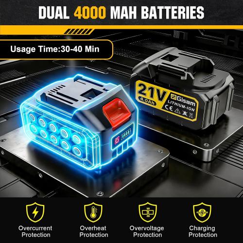 Gisam Cordless HVLP Paint Sprayer | Brushless Motor, 2×4000mAh Batteries, 5 Brass Nozzles | Electric Paint Sprayer for House Furniture Fence DIY Projects