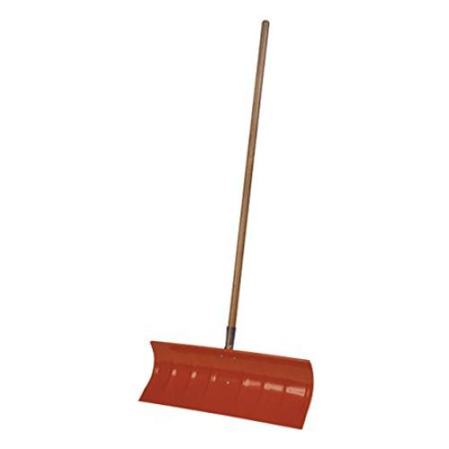 Bigfoot Coated Steel Snow Shovel Pusher Design - 25  Blade - Wooden Handle