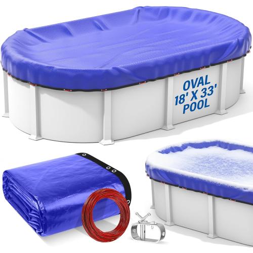 18' x 33' Oval Winter Pool Cover for Above Ground Pools, 500D Extra Thick