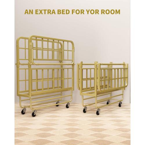 Ferlizer Folding Bed with Mattress  Space-Saving Guest Cot, Gold