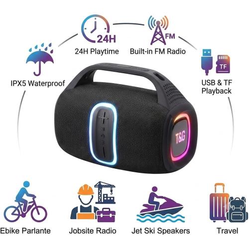 T&G TG Bluetooth Ourdoor Speaker with Bass, 60W Loud Boombox
