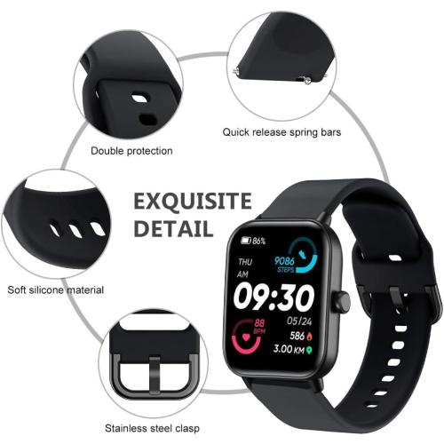 ViCRiOR 3 Pack 22mm Watch Bands Compatible with IDW13,IDW16,IDW19, Soft Silicone Replacement Strap for Fitpolo IDW13/Woneligo W13/FITVII HM57/TOOBUR IDW16/MILOUZ IDW19 Watch Women Men