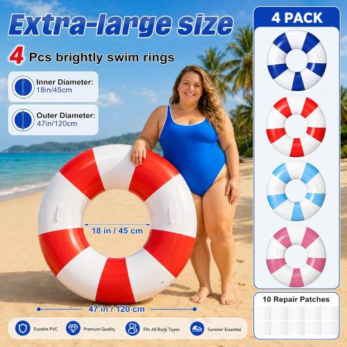 4 Pack Inflatable Pool Floats for Adult