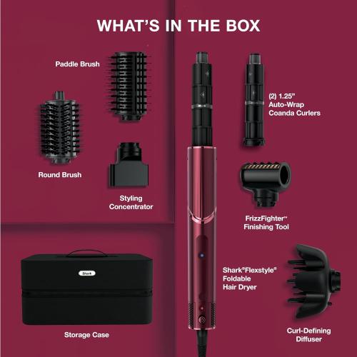 Shark FlexStyle, Air Multi-Styler & Drying System, Black Cherry, HD457CR