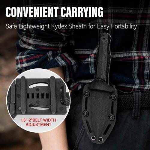 Dispatch Tactical Fixed Blade Knife, 3.89 8Cr13Mov Steel Blade with Ergonomic G10 Handle, Full Tang Double Edge Survival Knives with Kydex Sheath Horizontal & Vertical for Outdoor Activities