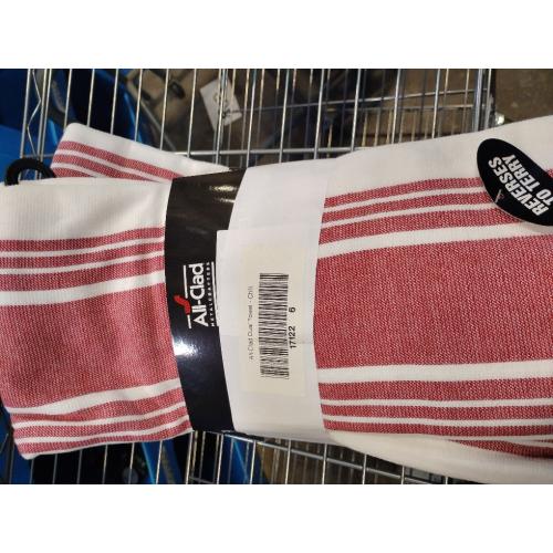 All-Clad Striped Dual Kitchen Towel in Chili 3pk