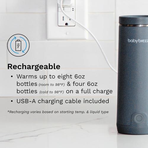Baby Brezza Portable Warmer – used 67% Faster Baby Bottle Warming - Travel Breastmilk and Formula Warmer - Safe, Even Heating - Up to 9oz - No Adapters, Black