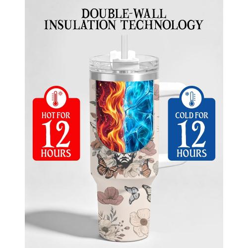 34HD Halloweens Horror Movie Lover 40 oz Tumbler with Handle, Spooky Gift