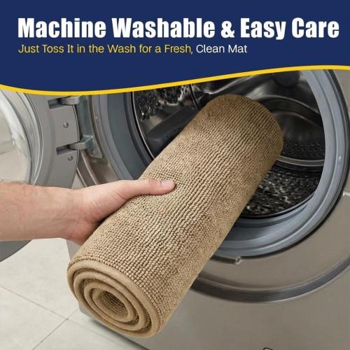 Muddy Mat® CloudStep Bathroom Rugs, Non Slip Bath Mats for Bathroom, Super Absorbent Memory Foam Chenille, Quick Dry Machine Washable Thick Toilet Rug for Shower Tub and Floor, Beige 20 x 30
