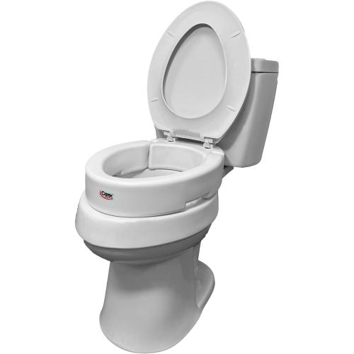 Carex Health Brands Hinged Elongated Toilet Seat Riser, Adds 3.5 Inches of Height to Toilet, 300 Pound Weight Capacity, Raised Toilet Seat, White (FGB32100 0000)
