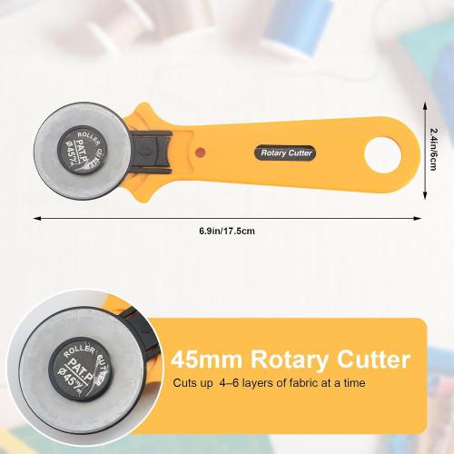 Slotted Quilting Ruler Set – 17“ x 12.8” Acrylic Quilting Rulers with 45mm Rotary Cutter, Non-Slip Mat & Arrow Stickers – Ideal for Precise Fabric Cutting, Sewing, Crafting and Patchwork