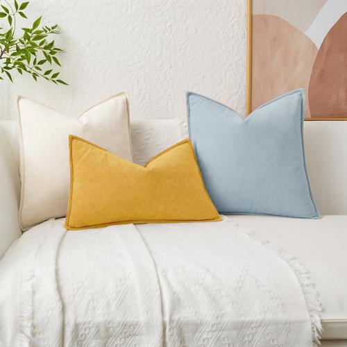 Kevin Textile Soft Waterproof Pillow Covers 12x20 Inch 2 Pack, Light Blue