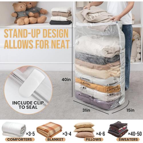 TAILI Vacuum Storage Bags 4 Pack, Jumbo Cube (31x40x15 Inch), Cream