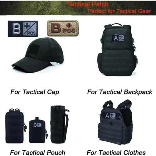 Tactical Blood Type Patches O  Positive POS Hook and Loop 2x1