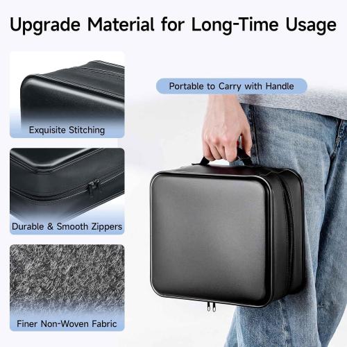 SANWA CD DVD Case Holder - 100 Capacity & 50 Booklet Insert, Portable Blu-ray Binder with Handle & Zipper, EVA Protect Disc Wallet Media Storage for Car, Home, Office, Game Discs, Audio Music, Black