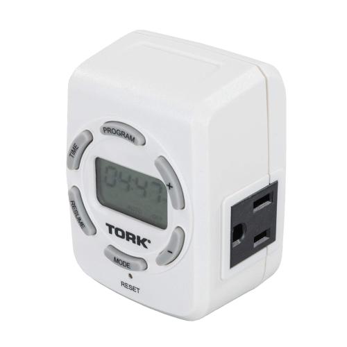 NSI TORK 458Z 7-Day Lighting and Appliance Timer, 2 Outlets, White