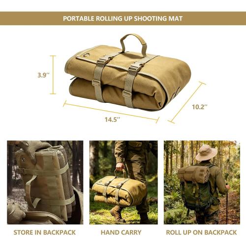 Shooting Mats Prone Padded,Large Shooting Mat,Shooting Pad with MOLLE Webbing&Thickened Padding,Portable Roll Up Shooting Mat Waterproof,Foldable Outdoor Tactical Mat for Long Range Shooting Hunting