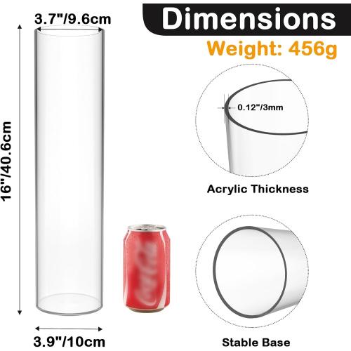 Tall Vases for Centerpieces, Clear Acrylic Cylinder Vase, 4 W x 16 H Round Vase, Decorative Centerpieces Flower Vases for Wedding, Home