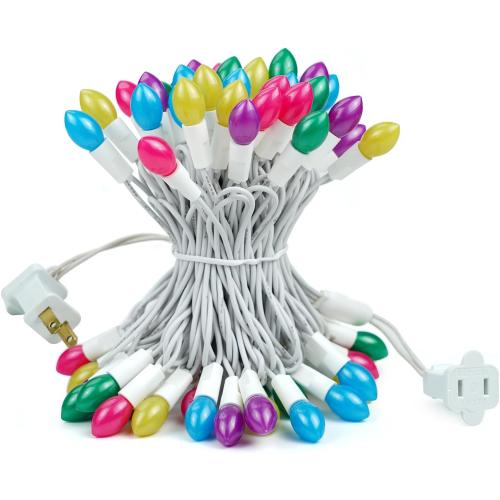 BOHON Easter Lights String 50 LED Multi Color Christmas Lights, White Wire