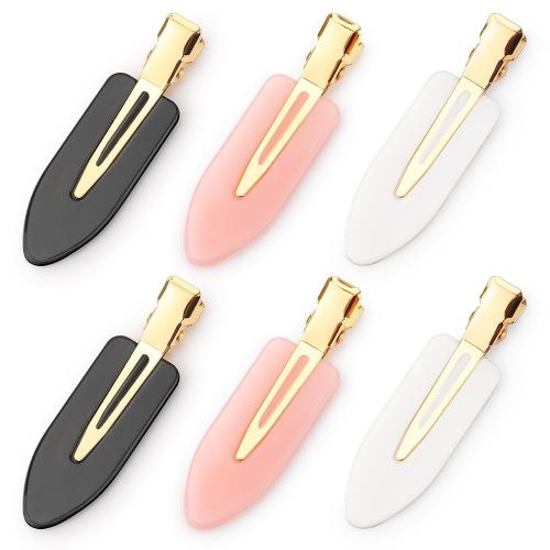D 6 Pcs Creaseless Hair Clips No bend No Crease Hair Clip Makeup Clips for Women and Girls Flat Hair Clips for Hairstyling Salon Golden Handle