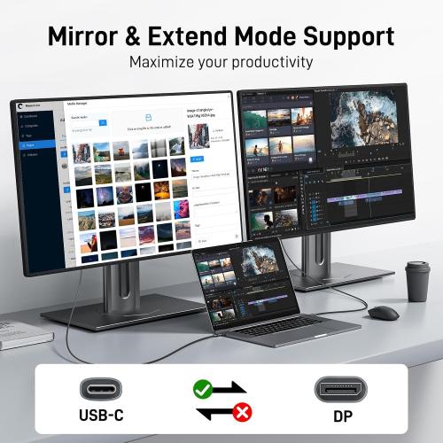 acer USB C to DisplayPort Cable 6.6 FT (4K@60HZ 2K@165Hz), Type-C to DisplayPort Cord (Sturdy Aluminum, Plug & Play) Thunderbolt 3/4/5 Compatible with MacBook Pro/Air, iPhone 16 Pro/Max, XPS, Surface