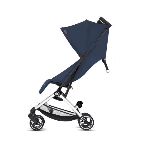 gb Pockit  All City, Ultra Compact Lightweight Travel Stroller with Front Wheel Suspension, Full Canopy, and Reclining Seat in Night Blue