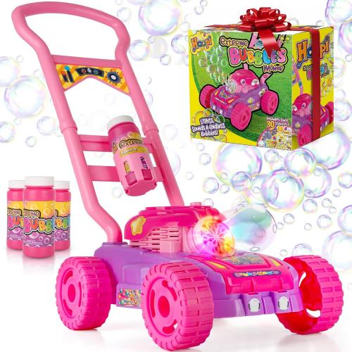 Hoopi Extreme Bubbles® Lawn Mower for Toddlers 1-3, Spill-Proof with Lights