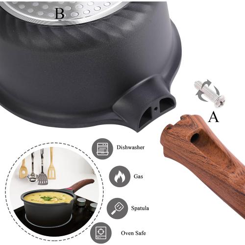 Vinchef 2QT Nonstick Sauce Pan with Lid, Ceramic Coating
