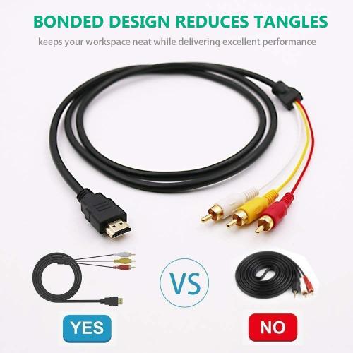 Passive HDMI to RCA Cable 5ft for TV DVD