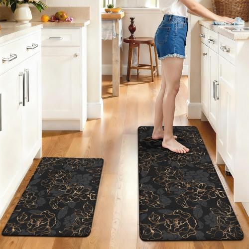 Anti Fatigue Black Kitchen Rugs