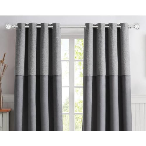 KAMANINA Silver Crystal Curtain Rod 72 to 144 Inches (6-12 Feet), 1 Inch Heavy Duty Curtain Rods for Windows, Telescoping Long Drapery Rods with Acrylic Diamond Netted Texture Finials