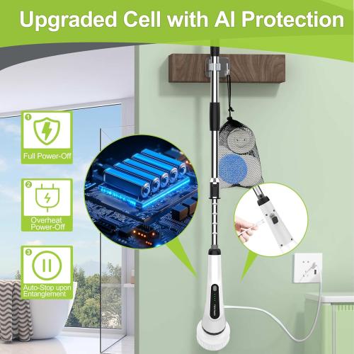 Dreazu Electric Spin Scrubber, Cordless Shower Scrubber for Bathroom