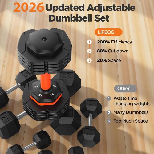 2026 FDB2 Updated Adjustable Dumbbell Set of 2, 5-in-1/10-in-1 Weights Dumbbell Set with Storage Box, 25lbs/55lbs Adjustable Weights with Anti-slip Silicone Grip, Weight Set For Home Gym Suit both Men and Women