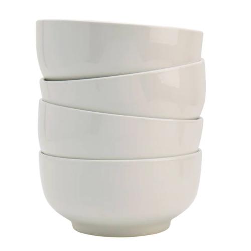 Denmark 4-piece White All Purpose Durable Vitrified Porcelain Bowls Ramen, Salad